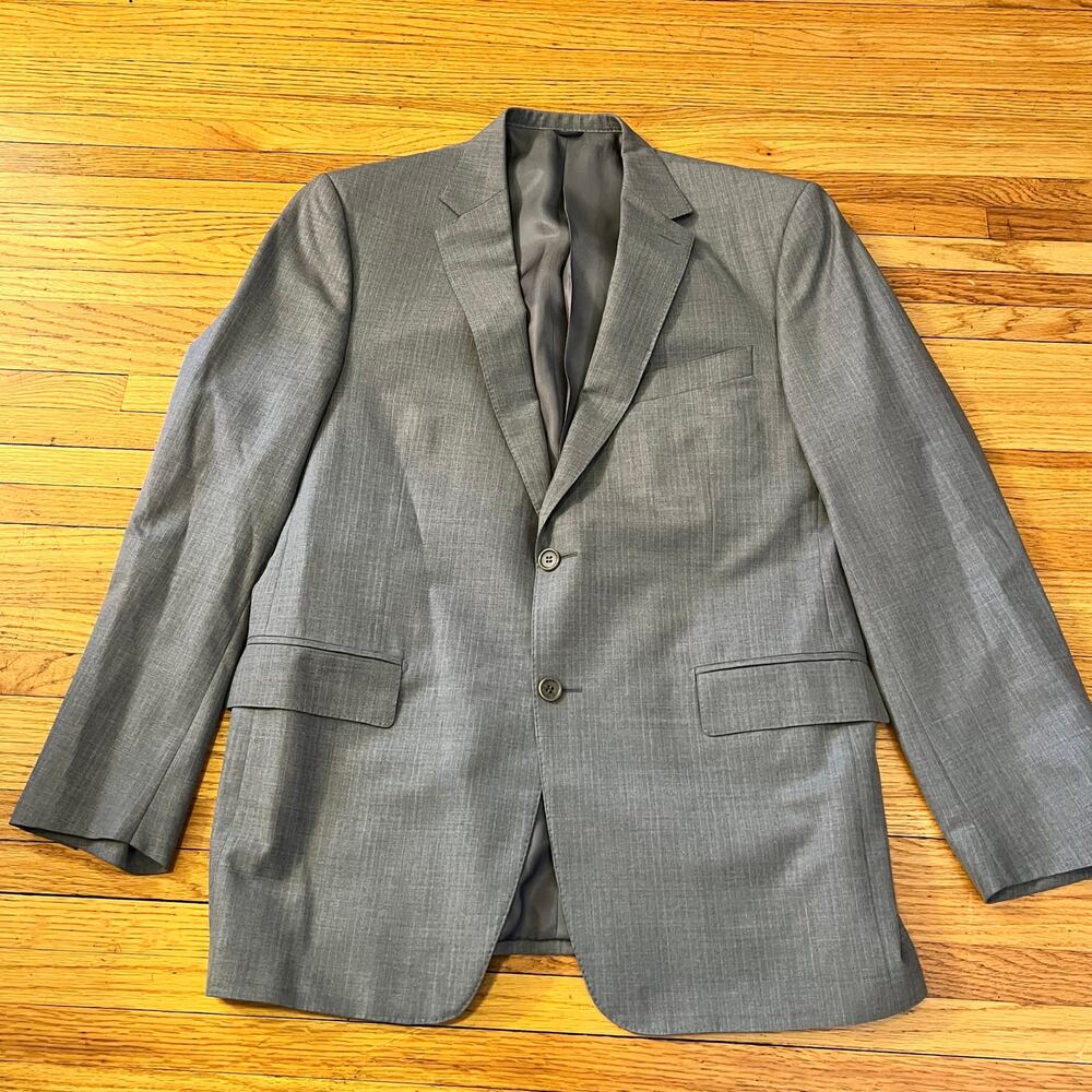 ENZO Sport Coat Mens 42 Striped Two Button Double Vented Blazer Gray